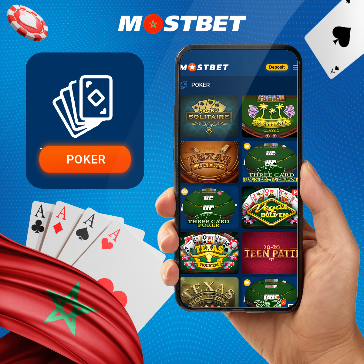 مجموعة كبيرة من ألعاب البوكر في كازينو Mostbet المغرب عبر الإنترنت