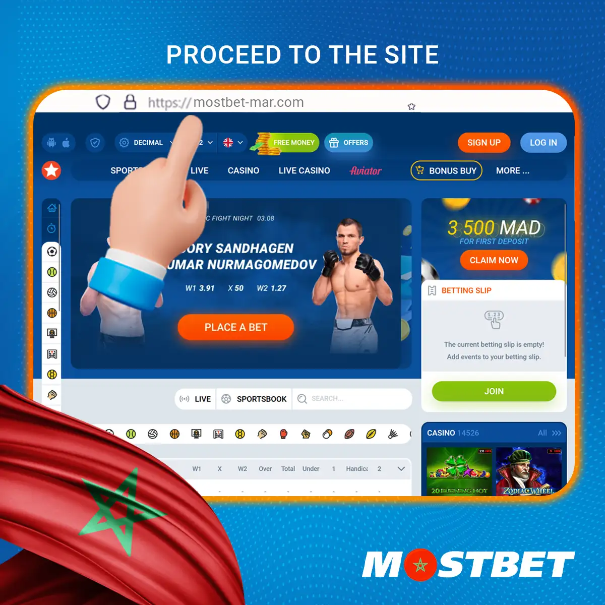 انتقل إلى موقع Mostbet الرسمي باستخدام متصفحك المفضل، الخطوة 1